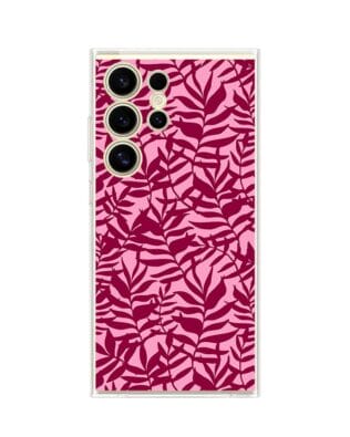 Etui do Samsung Galaxy S24 Ultra przeźroczyste, silikonowe Flexi, bordowe liście