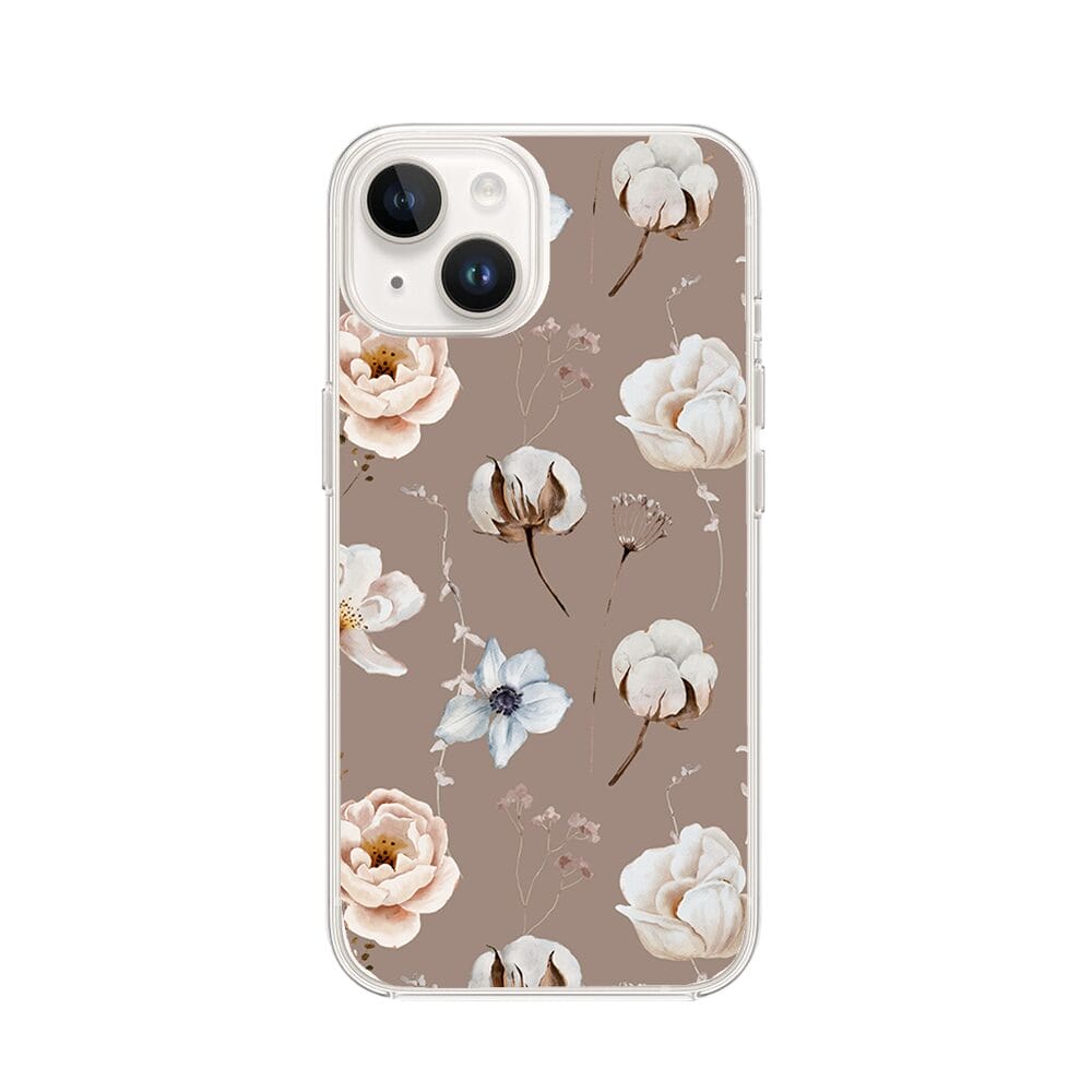 Etui do iPhone 13 Mini z MagSafe przeźroczyste, silikonowe Flexi, akwarelowe kwiatki