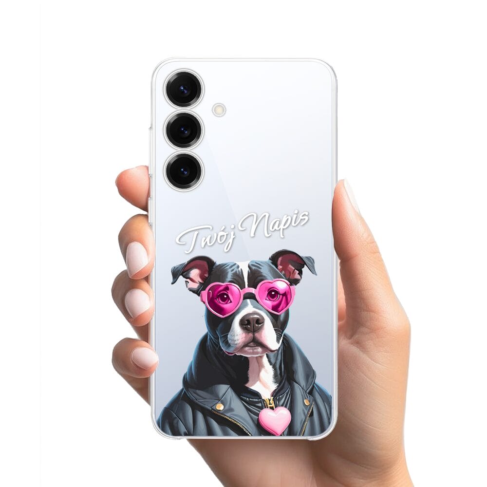 Etui do Samsung Galaxy S25 przeźroczyste, silikonowe Flexi, Puppy Love, pies rasy Amstaff - obrazek 2