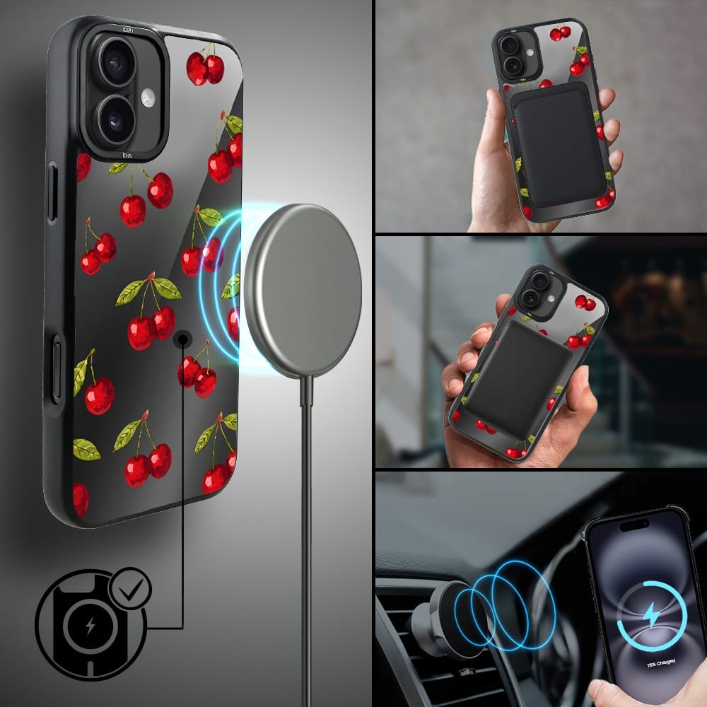 Etui do iPhone 16 IBIZU DropGuard Matt z MagSafe, Midnight, Wiśniowa noc - obrazek 8