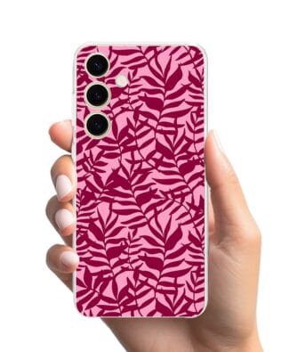 Etui do Samsung Galaxy S24 przeźroczyste, silikonowe Flexi, bordowe liście