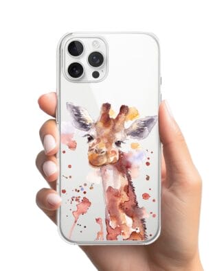 Etui do iPhone 12 Pro przeźroczyste, silikonowe Flexi, Akwarelowe Zoo, Żyrafa