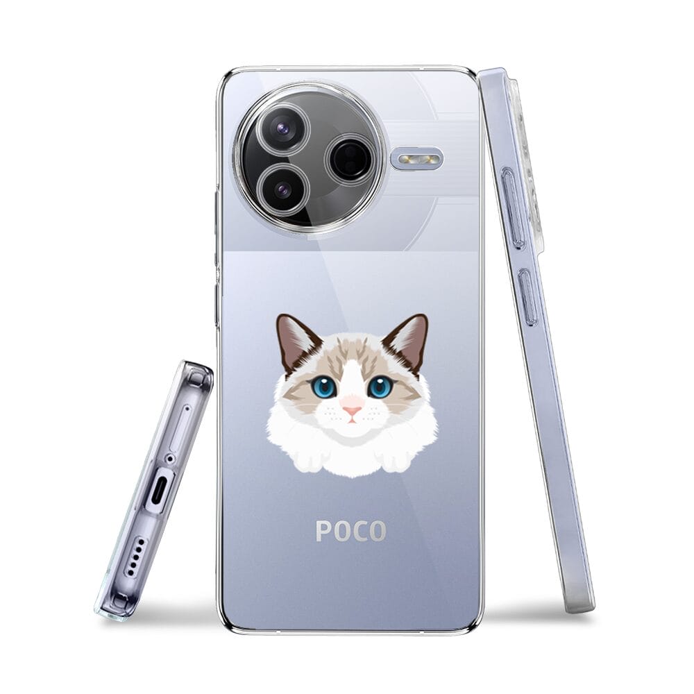Etui do Xiaomi POCO F7 Pro przeźroczyste, silikonowe Flexi, kot birmański - obrazek 3