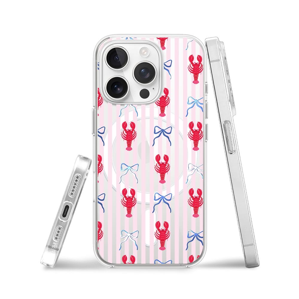 Etui do iPhone 13 Pro z MagSafe przeźroczyste, silikonowe Flexi, krab i kokardki - obrazek 3