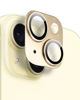 Metalowa osłona na cały aparat z wbudowanymi szkłami do iPhone 15 Plus, złota