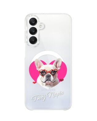 Etui do Samsung Galaxy A25 5G z MagSafe przeźroczyste, silikonowe Flexi, Puppy Love, pies rasy Buldog Francuski