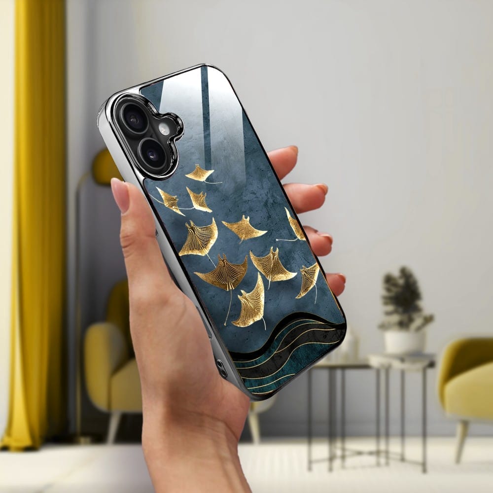 Etui do iPhone 16 Plus IBIZU Elite Glass z MagSafe Magia Azji, Morze, Lot płaszczek, czarne - obrazek 5