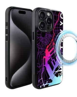 Etui do iPhone 15 Pro Max IBIZU DropGuard Matt z MagSafe, Mapy Świata, Tokyo