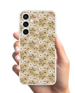 Etui do Samsung Galaxy S23 Plus przeźroczyste, silikonowe Flexi, delikatne kwiatki na cielistym tle