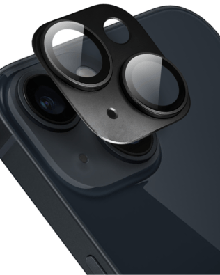 Metalowa osłona na cały aparat z wbudowanymi szkłami do iPhone 14 Plus, czarna