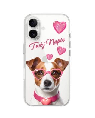 Etui do iPhone 16 przeźroczyste, silikonowe Flexi, Puppy Love, pies rasy Jack Russell Terrier