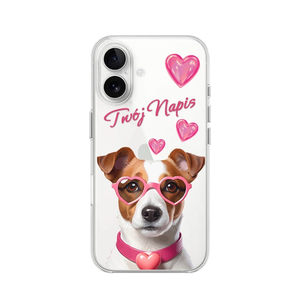 Etui do iPhone 16 przeźroczyste, silikonowe Flexi, Puppy Love, pies rasy Jack Russell Terrier