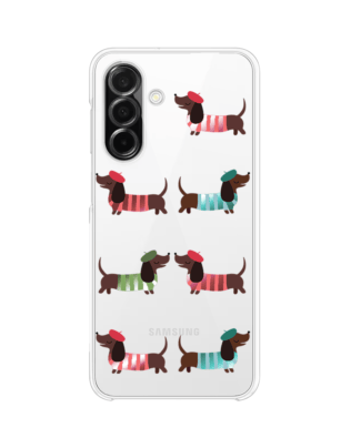 Etui do Samsung Galaxy A26 5G przeźroczyste, silikonowe Flexi, jamnik w Paryżu