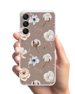 Etui do Samsung Galaxy M35 5G przeźroczyste, silikonowe Flexi, akwarelowe kwiatki