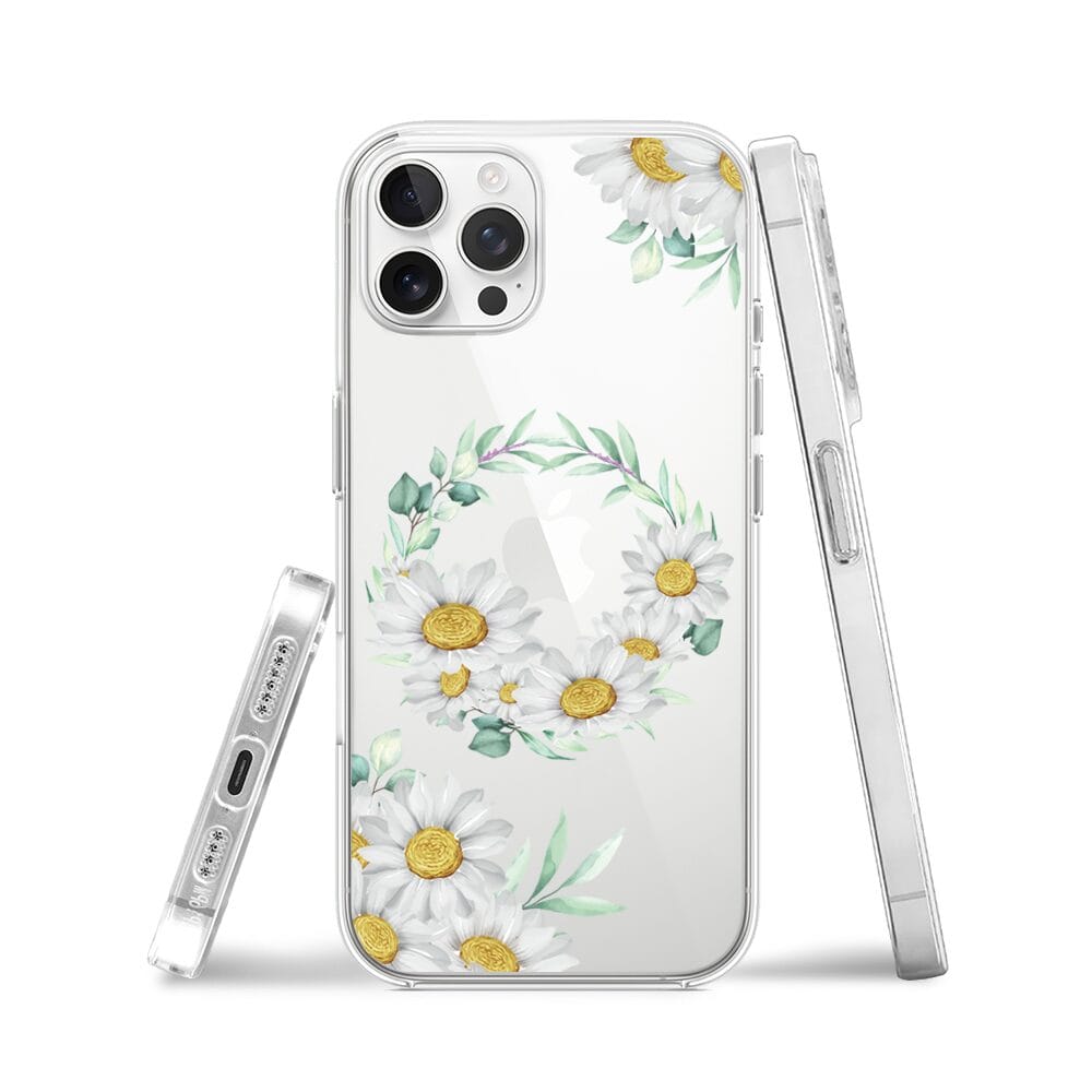 Etui do iPhone 12 Pro Max przeźroczyste, silikonowe Flexi, wianek stokrotek - obrazek 3