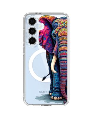 Etui do Samsung Galaxy S24 FE z MagSafe przeźroczyste, silikonowe Flexi, Dzika Mandala, Słoń