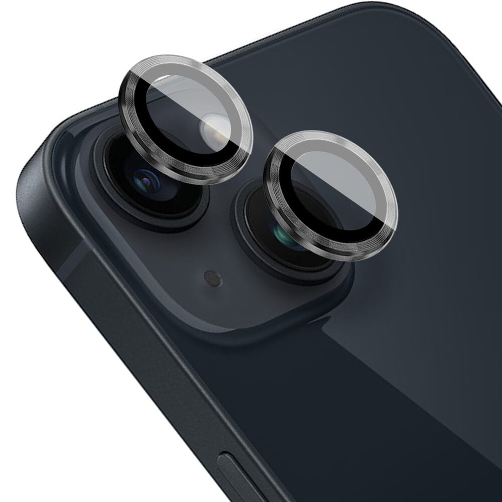 Metalowa osłona obiektywu aparatu ze szkła hartowanego 9H do iPhone 14 Plus, 1 zestaw, czarna