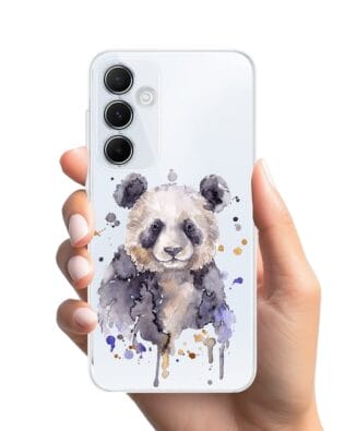 Etui do Samsung Galaxy A55 5G przeźroczyste, silikonowe Flexi, Akwarelowe Zoo, Panda