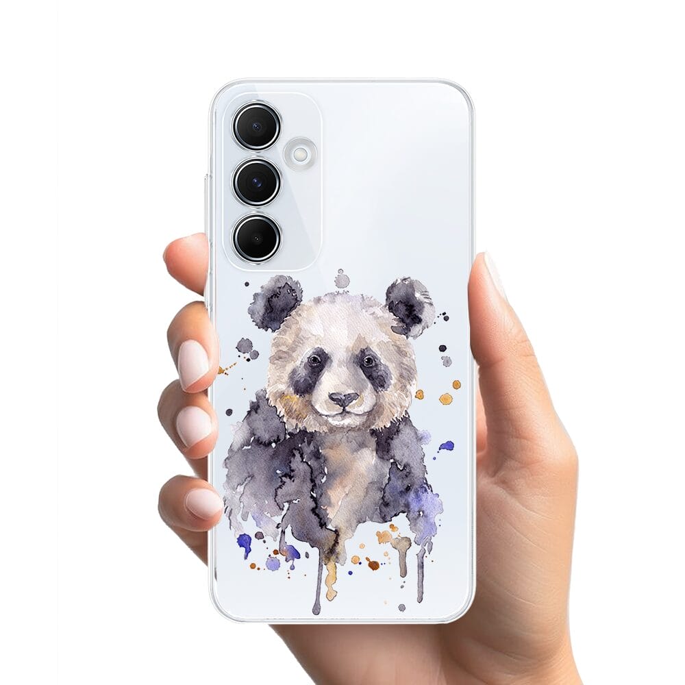 Etui do Samsung Galaxy A55 5G przeźroczyste, silikonowe Flexi, Akwarelowe Zoo, Panda - obrazek 2