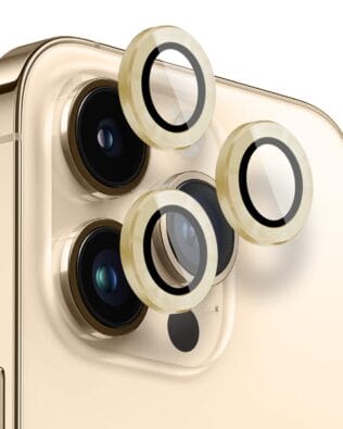 Metalowa osłona obiektywu aparatu ze szkła hartowanego 9H do iPhone 14 Pro, 1 zestaw, złota
