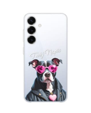Etui do Samsung Galaxy S25 Plus przeźroczyste, silikonowe Flexi, Puppy Love, pies rasy Amstaff
