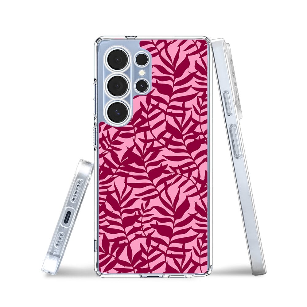 Etui do Samsung Galaxy S25 Ultra przeźroczyste, silikonowe Flexi, bordowe liście - obrazek 3