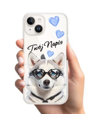 Etui do iPhone 13 Mini przeźroczyste, silikonowe Flexi, Puppy Love, pies rasy Husky