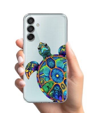 Etui do Samsung Galaxy M15 5G przeźroczyste, silikonowe Flexi, Dzika Mandala, Żółw