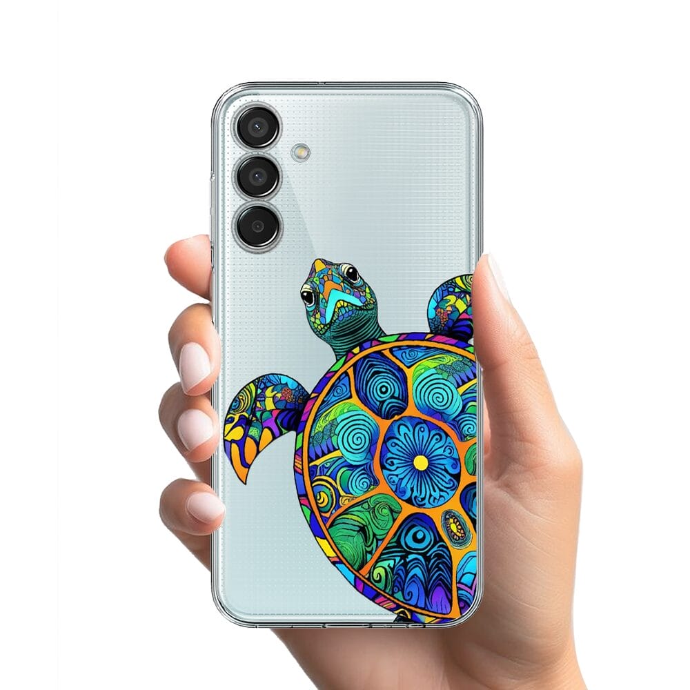 Etui do Samsung Galaxy M15 5G przeźroczyste, silikonowe Flexi, Dzika Mandala, Żółw - obrazek 2