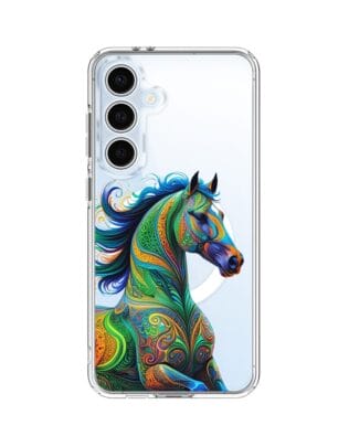 Etui do Samsung Galaxy S24 FE z MagSafe przeźroczyste, silikonowe Flexi, Dzika Mandala, Koń