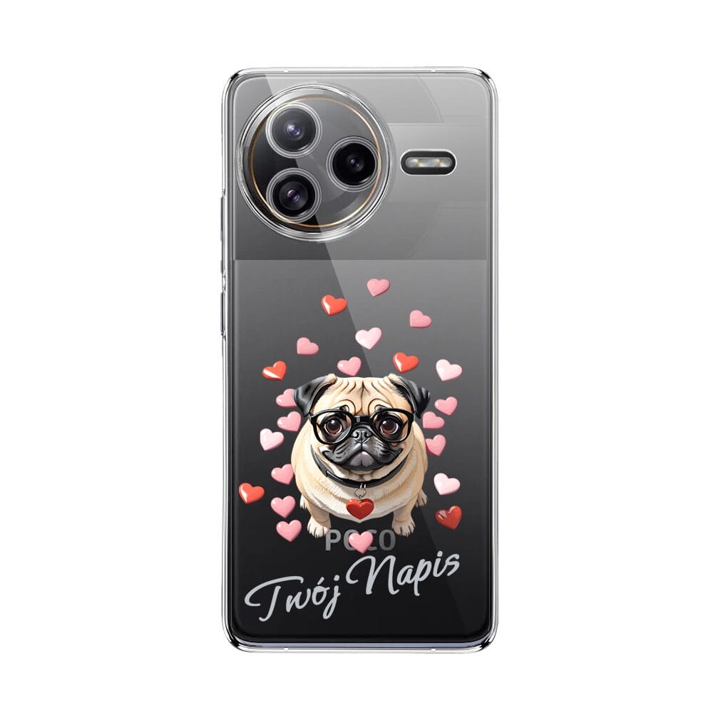 Etui do Xiaomi POCO F7 Ultra przeźroczyste, silikonowe Flexi, Puppy Love, pies rasy Mops