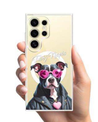 Etui do Samsung Galaxy S24 Ultra z MagSafe przeźroczyste, silikonowe Flexi, Puppy Love, pies rasy Amstaff