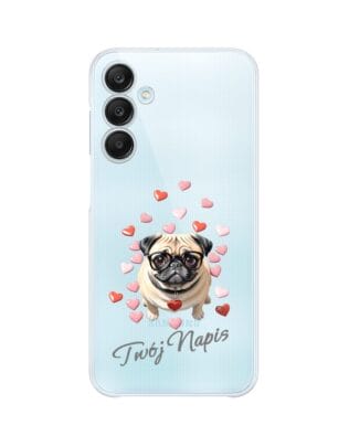 Etui do Samsung Galaxy M35 5G przeźroczyste, silikonowe Flexi, Puppy Love, pies rasy Mops