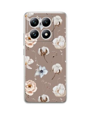 Etui do Xiaomi 14T Pro przeźroczyste, silikonowe Flexi, akwarelowe kwiatki