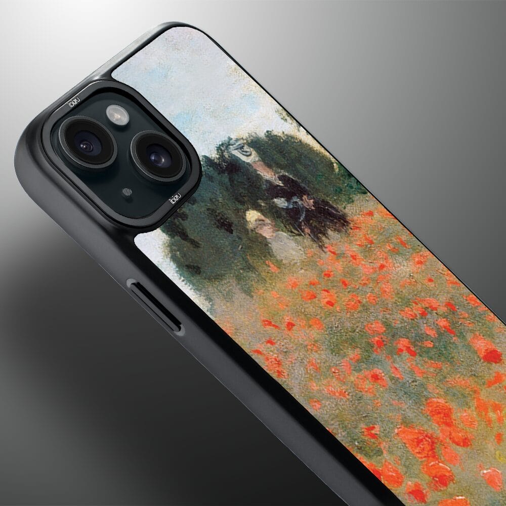 Etui do iPhone 15 IBIZU DropGuard Matt z MagSafe, Claude Monet, pole maków - obrazek 4