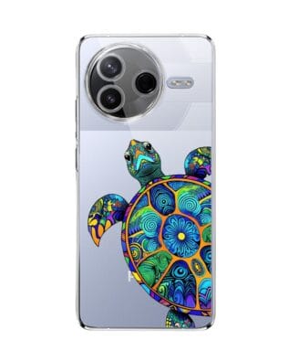 Etui do Xiaomi POCO F7 Pro przeźroczyste, silikonowe Flexi, Dzika Mandala, Żółw