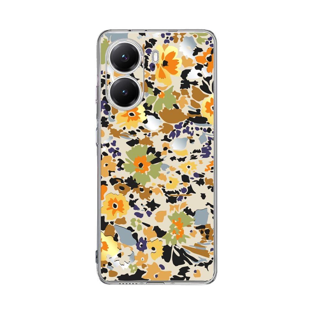 Etui do Xiaomi POCO X7 Pro przeźroczyste, silikonowe Flexi, malowane kwiatki