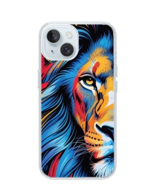 Etui do iPhone 15 Plus przeźroczyste, silikonowe Flexi, Dzika Mandala, Lwie spojrzenie