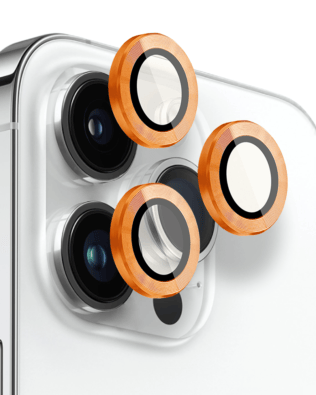 Metalowa osłona obiektywu aparatu ze szkła hartowanego 9H do iPhone 14 Pro Max, 1 zestaw, pomarańczowa