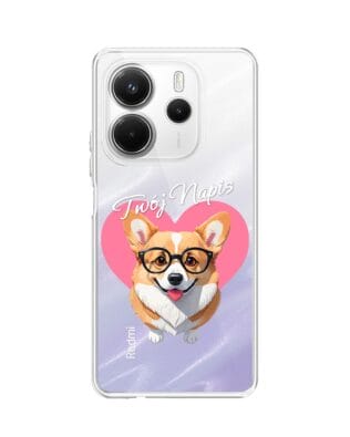 Etui do Xiaomi Redmi Note 14 5G przeźroczyste, silikonowe Flexi, Puppy Love, pies rasy Corgi