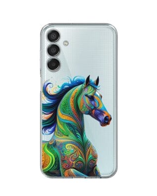 Etui do Samsung Galaxy M15 5G przeźroczyste, silikonowe Flexi, Dzika Mandala, Koń