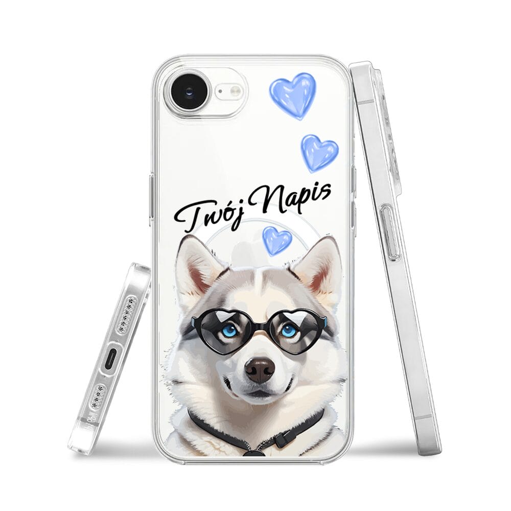 Etui do iPhone 16e z MagSafe przeźroczyste, silikonowe Flexi, Puppy Love, pies rasy Husky - obrazek 3