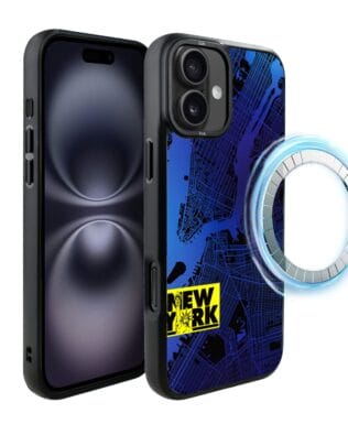 Etui do iPhone 16 IBIZU DropGuard Matt z MagSafe, Mapy Świata, New York