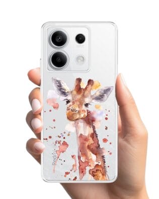 Etui do Xiaomi Redmi Note 13 Pro 5G przeźroczyste, silikonowe Flexi, Akwarelowe Zoo, Żyrafa