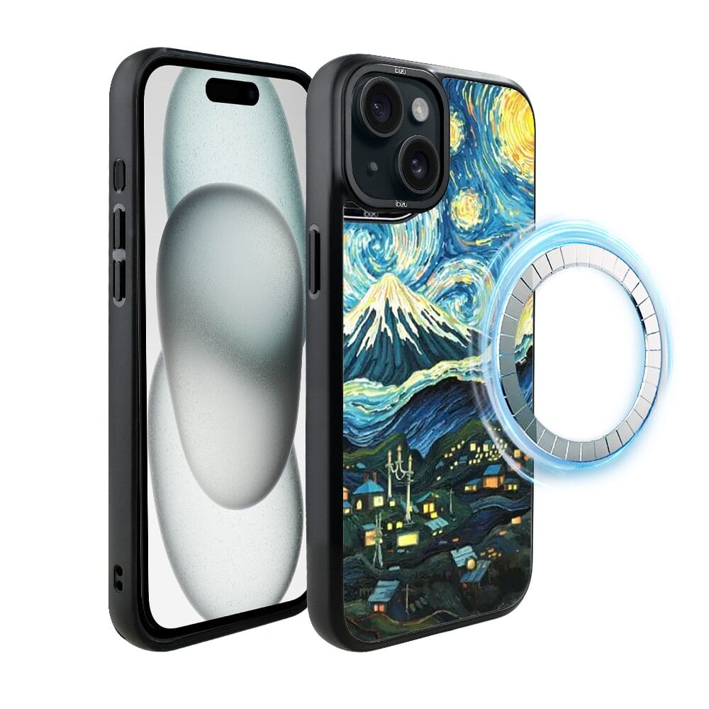 Etui do iPhone 15 IBIZU DropGuard Matt z MagSafe, Van Gogh, gwieździsta noc