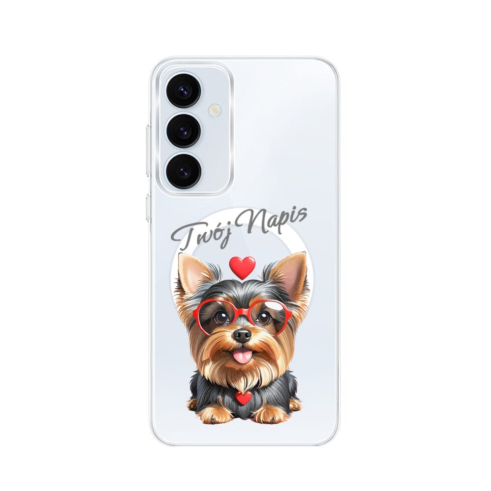 Etui do Samsung Galaxy A35 5G z MagSafe przeźroczyste, silikonowe Flexi, Puppy Love, pies rasy York