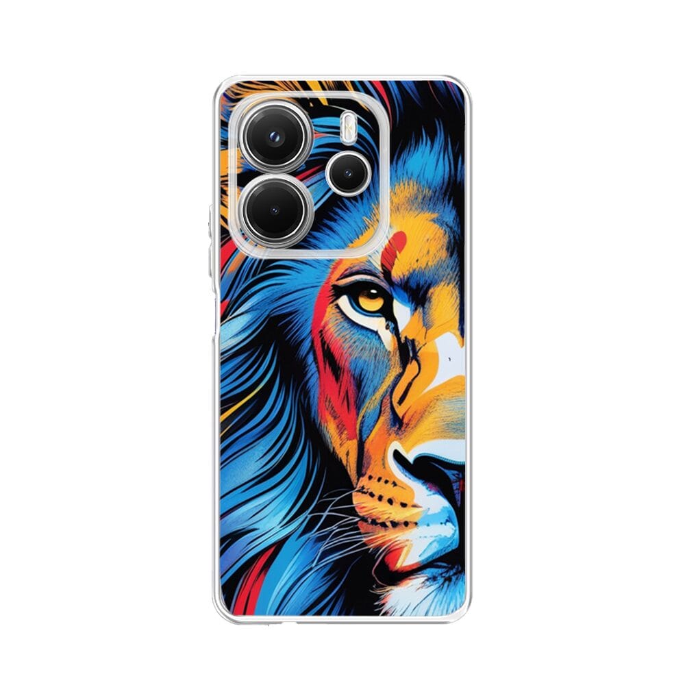 Etui do Xiaomi Redmi Note 14 5G przeźroczyste, silikonowe Flexi, Dzika Mandala, Lwie spojrzenie