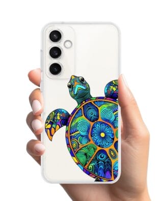 Etui do Samsung Galaxy S23 Ultra przeźroczyste, silikonowe Flexi, Dzika Mandala, Żółw