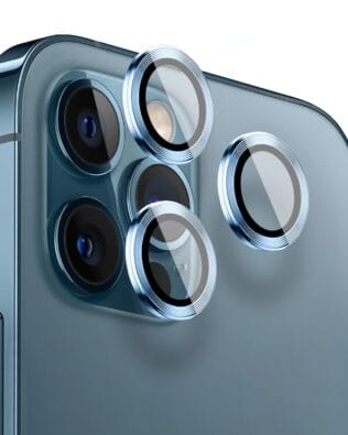 Metalowa osłona obiektywu aparatu ze szkła hartowanego 9H do iPhone 12 Pro, 1 zestaw, niebieski pacyficzny