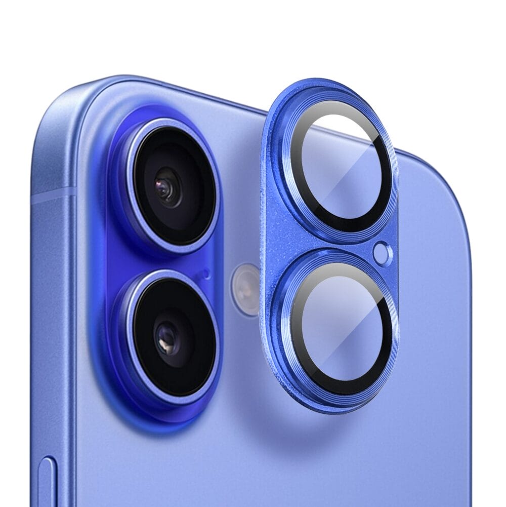 Metalowa osłona na cały aparat z wbudowanymi szkłami do iPhone 16 Plus, ultramaryna - obrazek 2
